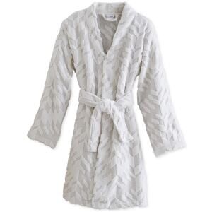Home Design Women Light Gray 100% Cotton Terry Robe L/XL